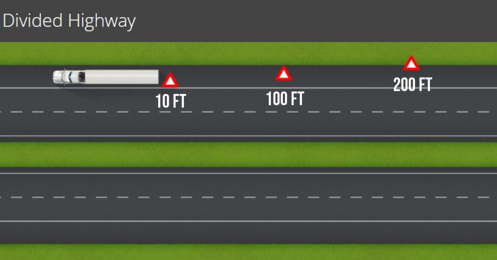 Divided Highway Emergency Triangle Placement