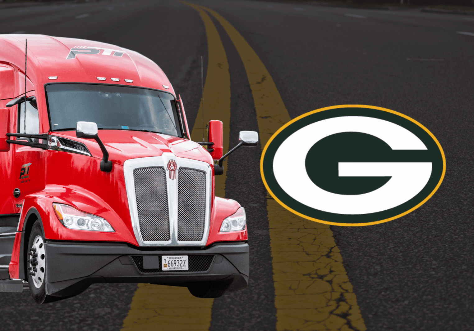 Paper Transport A Dedicated Transportation Partner of the Green Bay Packers Paper Transport Truck and Green Bay Packers Logo