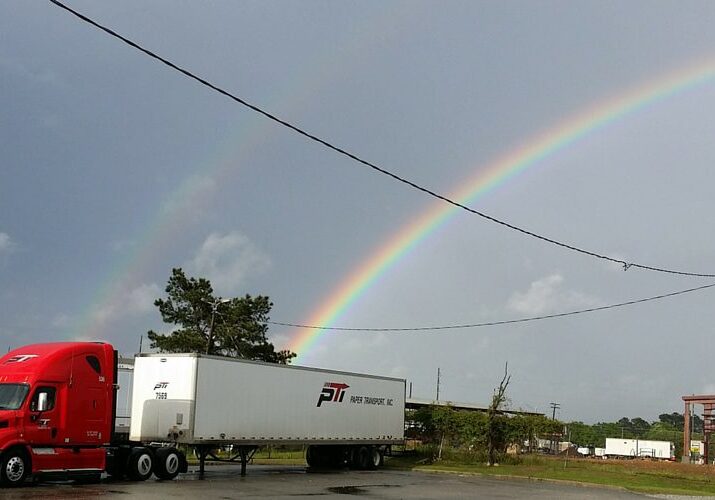 PTI Truck with Double Rainbow